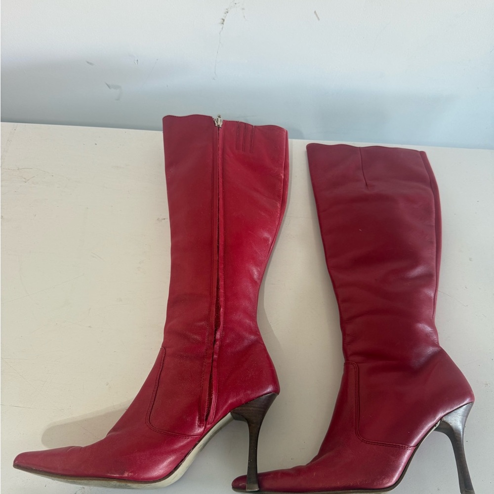 Tommy Hilfiger Red Heeled Leather Boots